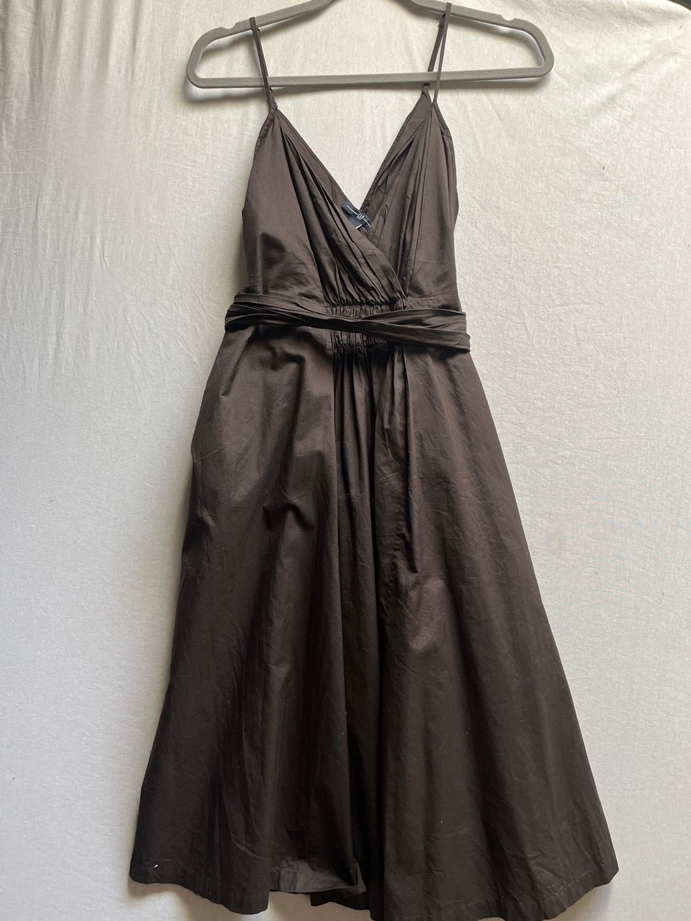 GAP Brown Cotton Sleeveless Belted Midi Dress Size S